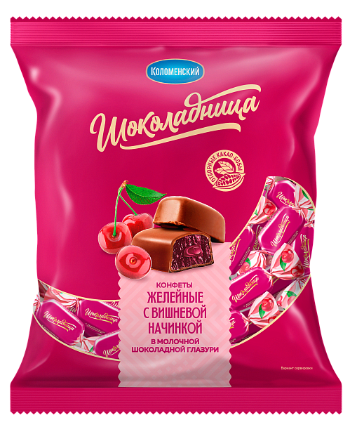Конфеты желейные с вишневой начинкой в молочной шоколадной глазури «Шоколадница», 200 г